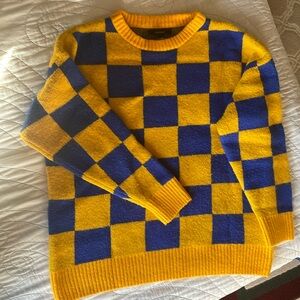 Forever 21 Yellow & Blue checkerboard sweater, S